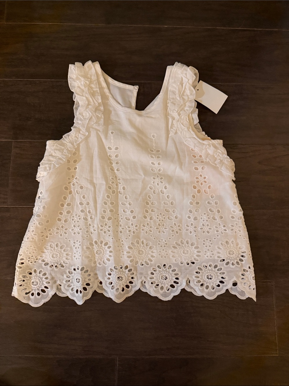 Hannah Banana White Eyelet Ruffle Top
